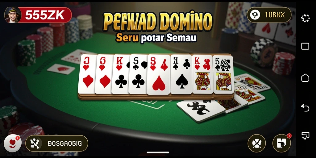 Tampilan gameplay yang mendebarkan di 555ZK saat bermain Domino.