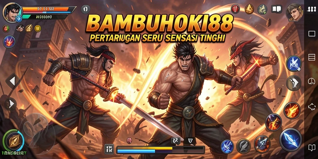 Tampilan menarik dari pertarungan di BAMBUHOKI88 dengan karakter yang beragam.
