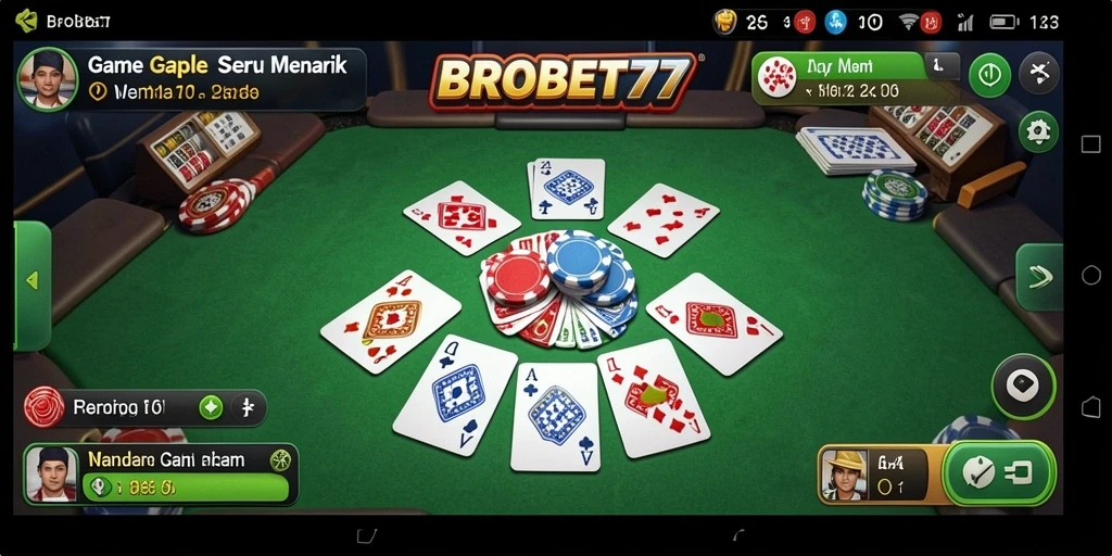 Screenshot utama BROBET77 menampilkan gameplay mendebarkan permainan gaple.
