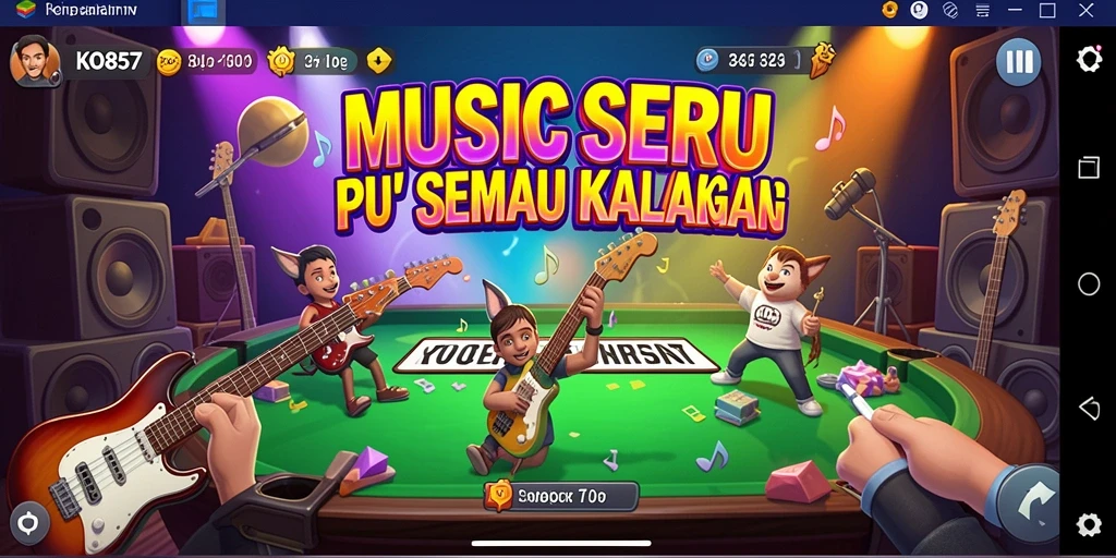 Tampilan gameplay menarik dari KO857 dengan berbagai lagu dan tantangan musik.