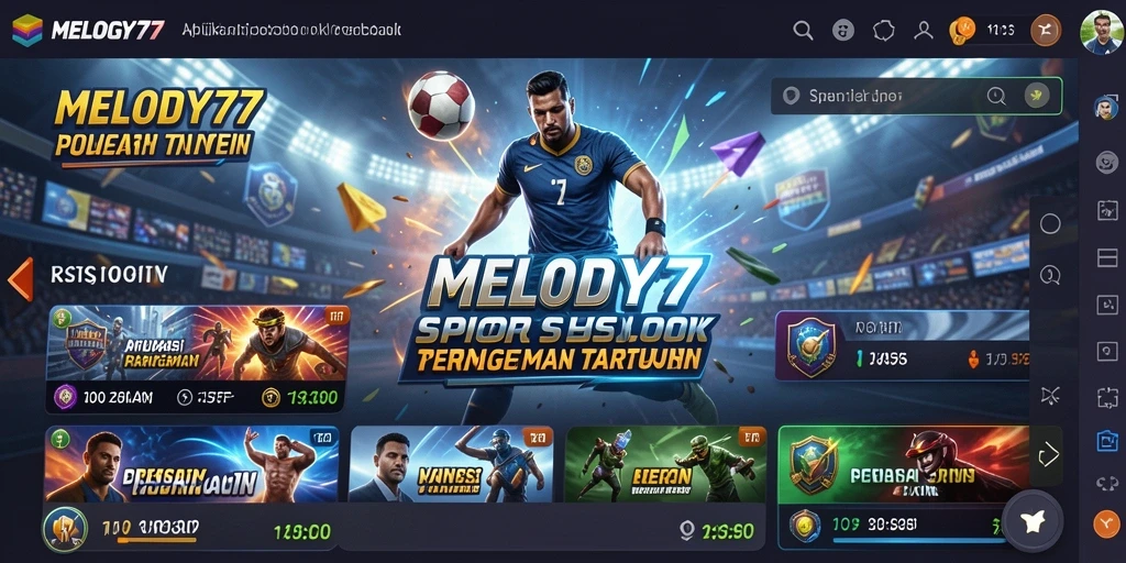 Screenshot MELODY77 menampilkan antarmuka pengguna yang menarik dari aplikasi Sportsbook.
