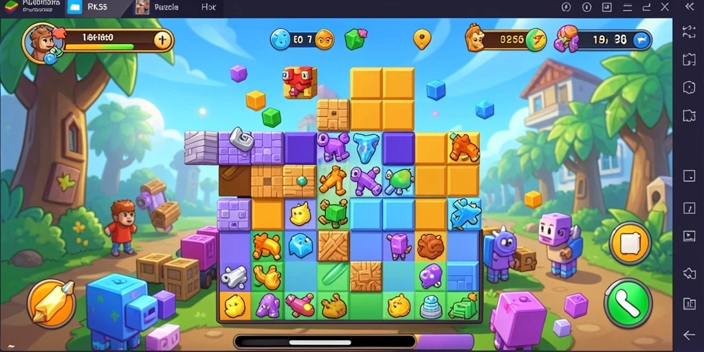 Screenshot gameplay RK55 menampilkan tantangan seru puzzle yang harus dipecahkan.
