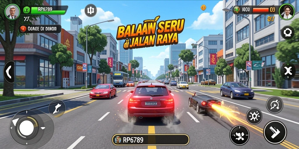 Screenshot RP6789 menampilkan aksi balap yang mendebarkan.