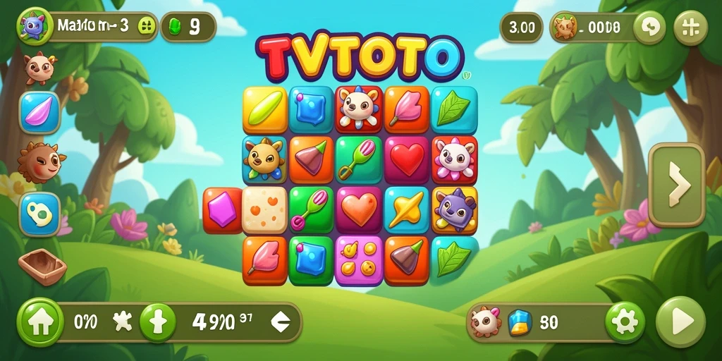 Tampilan gameplay menarik dari TVTOTO yang menunjukkan keseruan mencocokkan buah.