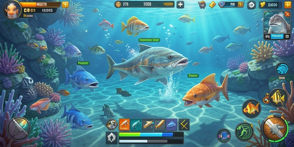 Screenshot WE878 menampilkan aksi kejar ikan yang mendebarkan.
